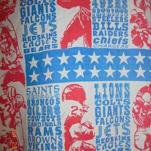 1970's Vintage NFL Football Bed Sheet Red White Blue Stars Baltimore Colts 70's